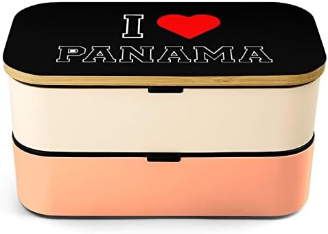 אני אוהב פנמה שכבה כפולה קופסת ארוחת צהריים בנטו עם מכשיר ארוחת צהריים לערימה כוללת 2 מכולות