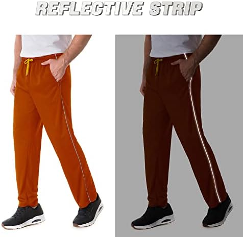 מכנסי טרניעה לגברים מזדמנים מתאימים עם פסים רפלקטיביים מכנסיים רץ המותניים אלסטיים סגירת סגירת כיסים