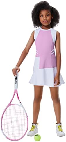 Lionjie ילדים בנות חיצוניות שמלה ללא שרוולים עם כיסים עם תלבושת תלבושת גולף טניס