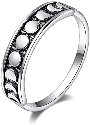 באמוס ירח שלב אירוסין טבעת, טהור 925 סטרלינג כסף ירח טבעת נישואים טבעת לנשים, 9 שלבי ירח חדש