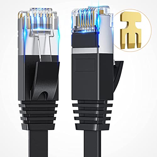 XIMEGES CAT 6 כבל Ethernet, כבל אינטרנט ורשת במהירות גבוהה בגובה 30ft, מוגן לשימוש פנים וחוץ, מחברי