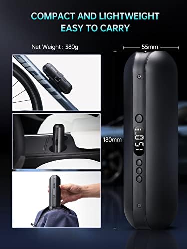 CYCPLUS מדחס אוויר נייד מיני מפלטור משאבה חשמלית לצמיגי אופני רכב נטענים נטענים, 150PSI בנק חשמל ארגונומי