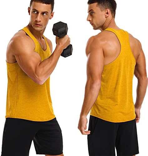 Lecgee's גברים 3 חבילות יבש מתאימים y-back גופיות אימון לחדר כושר חולצות טריקו לשרירים