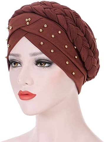 נשים אלסטי טורבן כובע מוסלמי ראש כורכת מוצק קולו רך טוויסט קשר בארה ' ב נוח נשים למתוח כפת כובע