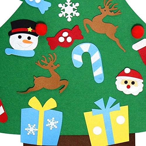 Joyyear Diy Feming עץ חג המולד לילדים עם קישוטים ניתנים לניתוק, ראש השנה ומתנות חג המולד קיר דלת קיר תלוי עץ