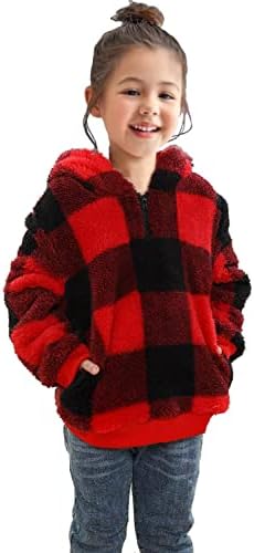 בנות פאזי נים 1/4 רוכסן צמר מעילי משובץ שרפה סוודר הלבשה עליונה מעילים