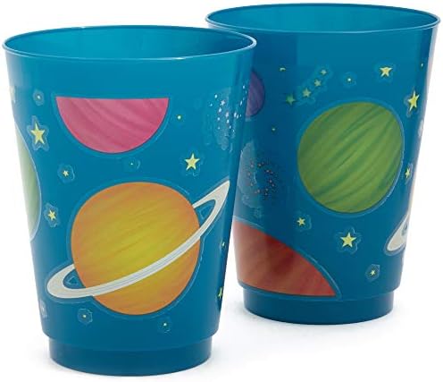 כוסות מסיבת פלסטיק פנדה כחולה 16 מארז-כוסות לשימוש חוזר בחלל החיצון-16 עוז