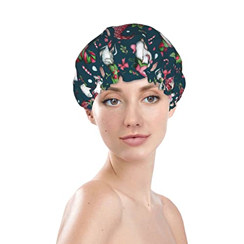 מכסה מקלחת חג שמח נשים אטומות לשימוש חוזר בשימוש חוזר בטנה של פבה מתכווננת כובע אלסטיות לכל כובע השיער