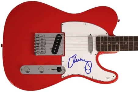ג 'ון קוגר מלנקמפ חתם על חתימה בגודל מלא פנדר ר. ק. ר. טלקסטר גיטרה חשמלית עם ג 'יימס ספנס ג' יי. אס.