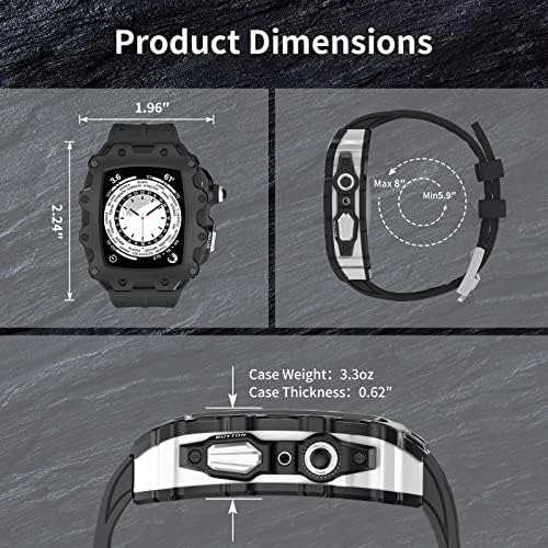 ערכת שינוי EKSIL לסדרת Apple Watch 8 7 45 ממ לוחית מתכת+רצועת גומי לסדרת IWatch 6 SE 5 4 44