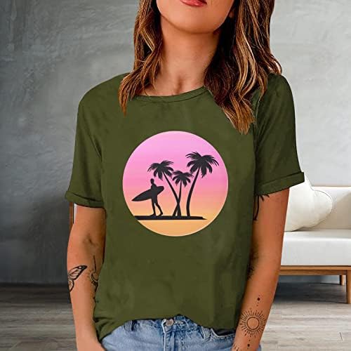 נשים גרפי חולצות, אופנה נוער בנות קיץ טיז חוף קוקוס עצי לגלוש חולצות מתגנדר מזדמן קצר שרוול חולצה