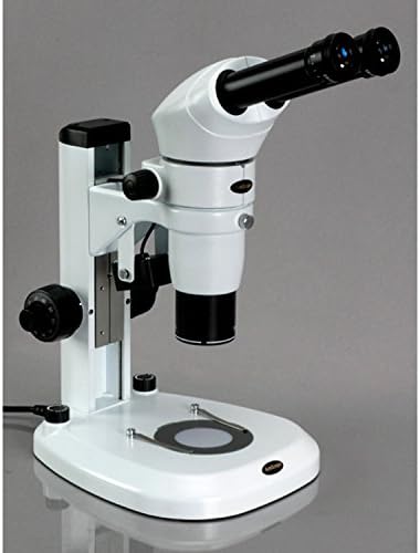 AMSCOPE PM200B משותפת משותפת, מיקרוסקופ זום סטריאו, עיניים WH10X, הגדלה 8x-50x, 0.8x-5.0x מטרה זום, מעמד עמוד,