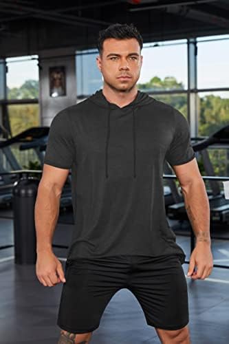 חולצות אימון קואופנדי לגברים לחולצת שרירים פיתוח גוף חדר כושר טי טי שרוול קצר עם שרוול מצויד