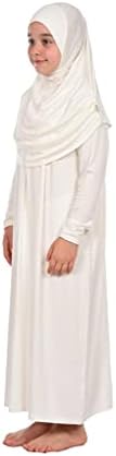 באינטרנט שמלה מוסלמית עבור בנות, ארוך שרוול מקשה אחת אסלאמי תפילת שמלה עם חיג ' אב