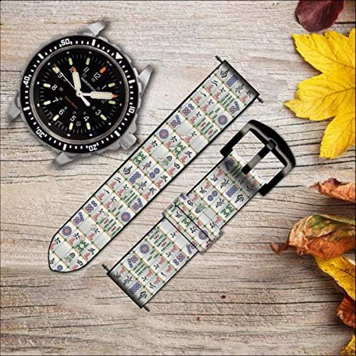 CA0142 Mahjong Leather & Silicone Smart Watch Strap for Wristwatch Smartwatch Smart Watch גודל