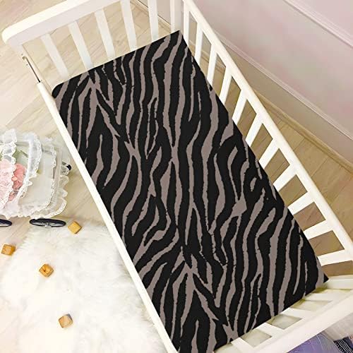 Alaza Zebra Skin Print Print Sheet Crib Sheets מצויד בסדין בסינט לבנים פעוטות תינוקות, מיני גודל 39 x 27 אינץ
