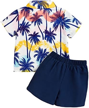 פעוטות בגדי תינוקות בנים תלבושות הדפס קיץ כפתור שרוול קצר חולצה על חולצה + מכנסיים קצרים סט