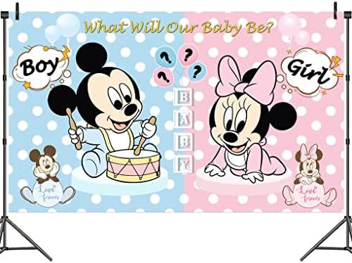וונקיאנג מיקי ומיני מין לחשוף רקע 5 על 3 רגל תינוק מקלחת כחול וורוד עכבר רקע עבור בנים ובנות מותאם