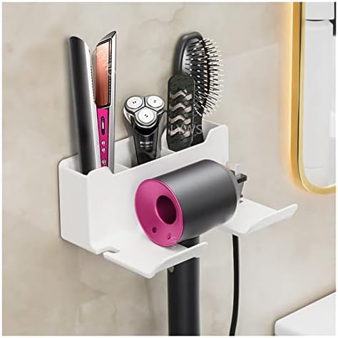 מחזיק שיער של GBGH מחזיק קיר קיר רכוב על מדף אמבטיה מברשת מכונת גילוח תושבת אחסון לדייסון מייבש שיער