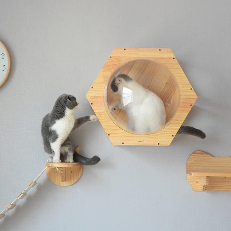 קיר רכוב חתול טיפוס מסגרת חתול עץ חתול צעצוע קפסולת חלל לשחק בית מערת חתלתול צעצוע מיטת עץ לחיות מחמד ריהוט