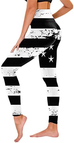 דגל אמריקאי 4 ביולי חותלות נשים מותניים גבוהות כוכבים פטריוטיים פסים מכנסי יוגה אימון נוח ספורט