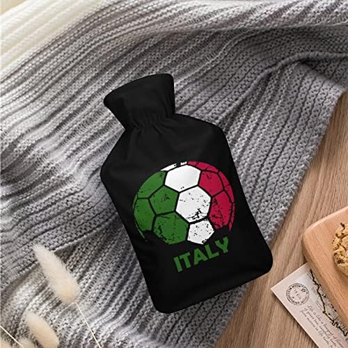 שקית מים חמים כדורגל דגל איטלקי כדורגל גומי עם כיסוי 1L הזרקה בקבוקי מים חמים להגנה קרה להרגעה