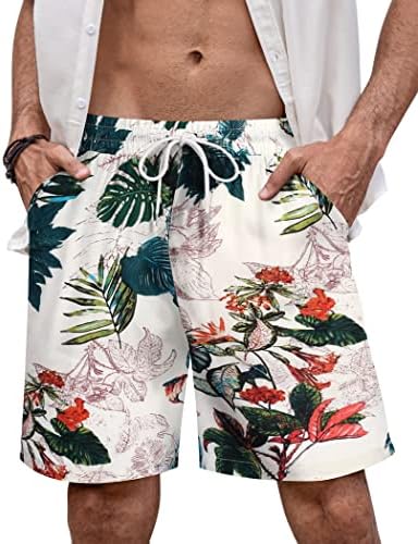 קופנדי גברים הוואי חוף מכנסיים קצרים מקרית פרח אלסטי מותניים שרוך קצר