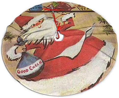 Lveshop Santa Claus מתנה חצאית עץ חג המולד חצאית יוקרה עגול מקורה מחצלת חיצונית כפרי קישוטי חג עץ חג המולד