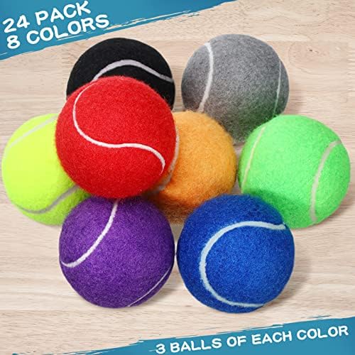 24 חבילה כדורי טניס כלבים כדור טניס חיית מחמד 2.5 '' צעצועי כדור מיני צבעים צבעוניים צבעוניים לכלבים