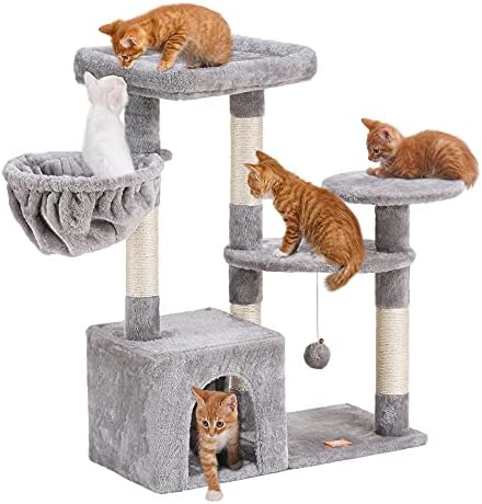 הייבלי חתול עץ חתול מגדל דירה עם סיסל-מכוסה מגרד הודעות וקירור מחצלת עבור חתלתול