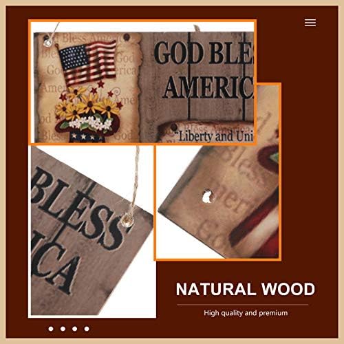 עמוספון מול דלת סימן פטריוטי עץ סימן אלוהים יברך אמריקה תליית פלאק בציר אמריקאי דגל לוח תג תליון