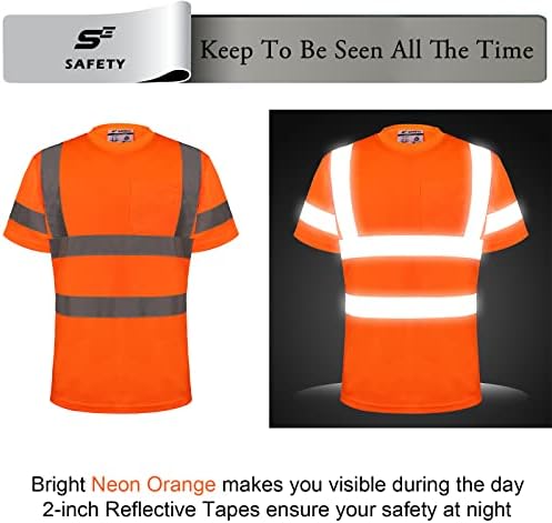 חולצות נראות גבוהות של Sesafety לגברים Class Class 3 HI vis VIS חולצות בנייה רפלקטיביות לגברים עם