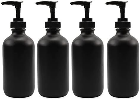 קרני שפע מותגים שחור מצופה 8-אונקיה זכוכית משאבת בקבוקים, נהדר עבור קרמים, נוזל סבון, ארומתרפיה ועוד