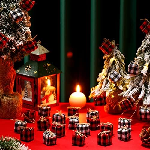 ווינויון 40 חתיכות עץ חג המולד קופסאות מתנה קטנות קופסאות משובצות באפלו קופסאות מיני קופסאות קופסאות קנסות חג
