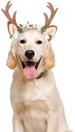 תחפושת לחתול כלב פדומוס חג המולד בגימור חג המולד איילים לחג המולד קרניים לחתול כלב לבגדים עם