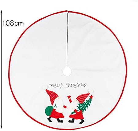 חצאיות עץ חג המולד של Huijie - רקמת פלנל לבנה סנטה קלאוס עץ חג המולד סינר תחתון, 42 אינץ 'עץ עץ