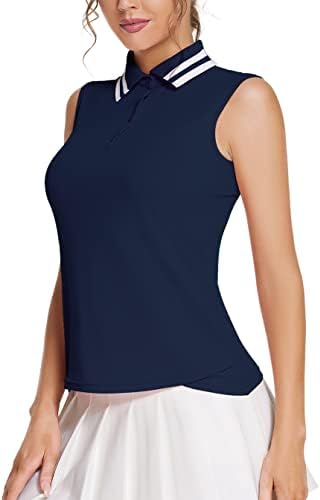חולצת פולו ללא שרוולים ללא שרוולים של Pinspark חולצות טניס יבש מהירות UPF 50+ לחות פיתול ספורט