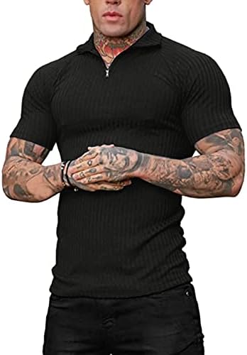 חולצות פולו שרירים לגברים XXBR חולצת שרוול קצר חולצה נ 'צוואר רוכסן צוואר קז'זסי