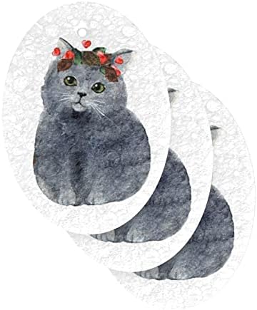 ALAZA צבעי מים חתול חמוד עם פרח כתר טבעי ספוג טבעי מטבח תאית ספוגי תאית למנות שטיפת אמבטיה