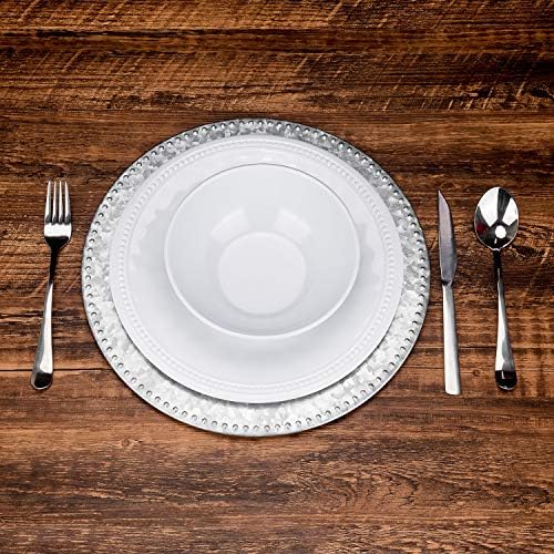 צלחות מלמין של KX-Hare סט של צלחות ארוחת ערב בגודל 6, 11 אינץ 'מוגדרות לשימוש פנים וחוץ, לבן
