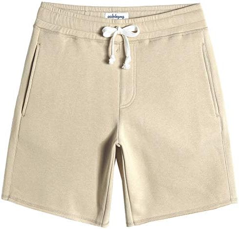 Caloleyng Mens כותנה 8 ארוך טרקלין מזדמן מכנסיים קצרים בכיסים ג'וג'ר אימון אתלטי אימון מכנסי כושר קצרים