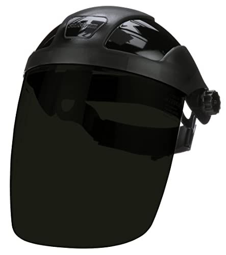 SellStrom מגן פנים בטיחות בכתר יחיד עם כיסוי ראש מחגר, צל 3 גוון IR, לא מצופה, שחור, S32030