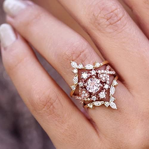 2023 תכשיטים מלאים חדשים יהלומים עם טבעת זהב של שלוש חלקים טבעות טבעות טבעות טבעות נשים