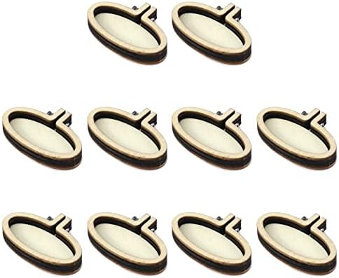 10 יחידות כיכר מיני רקום חישוק זעיר צלב תפר חישוקי עץ קרפט עבור מחזיק מפתחות, עגילים, תכשיטים, 1.4