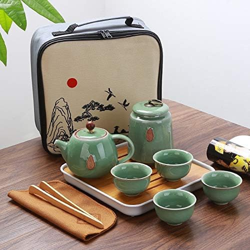 JYDQM ערכת תה סינית נסיעות ניידות KUNG FU SEET TEA SET CERAMIC TEASET TEASET GAIWAN כוס תה סיר