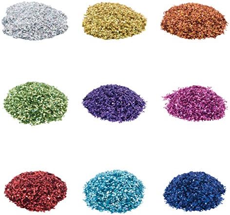 חבילת מדגם נצנצים הולוגרפיים של סולין, חבילת מגוון לא רעילה, 9 צבעים שונים, 0.63 אונקיות, 18 גרם, SUL6654-97
