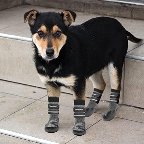 גרבי כלבים נגד החלקה, מגני כפה אטומים למים עם בקרת משיכה רצועות רפלקטיביות ללבוש פנימי וחיצוני, 4