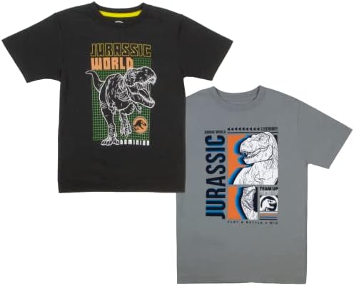 אוניברסלי אולפני יורה העולם בני 2 חבילה חולצה סט, דינוזאור חולצות לבנים