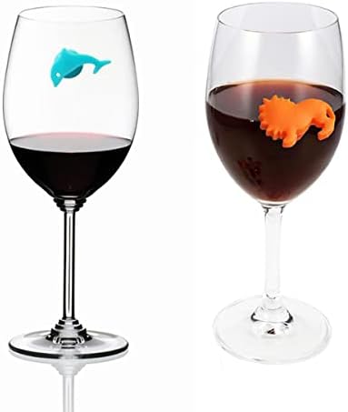 24 יחידות יין זכוכית קסמי סמני, סיליקון בעלי חיים יין זכוכית תג לשתות סמני תגים זיהוי עבור בר ארוחת