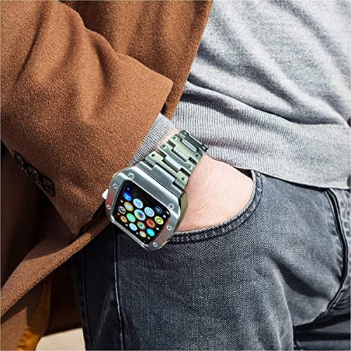 GARTOO להקות נירוסטה לוחית מתכתית עבור Apple Watch 6/5/4/SE Apple Mod Watch 44 ממ, רצועת החלפת נירוסטה